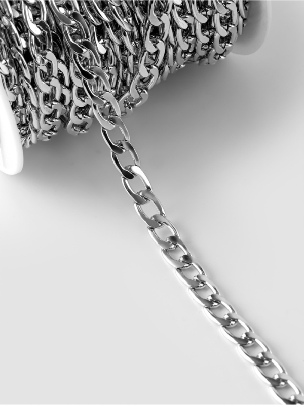 Цепочка алюминий плоская 11*6,5мм 10±0,5м серебряный АУ