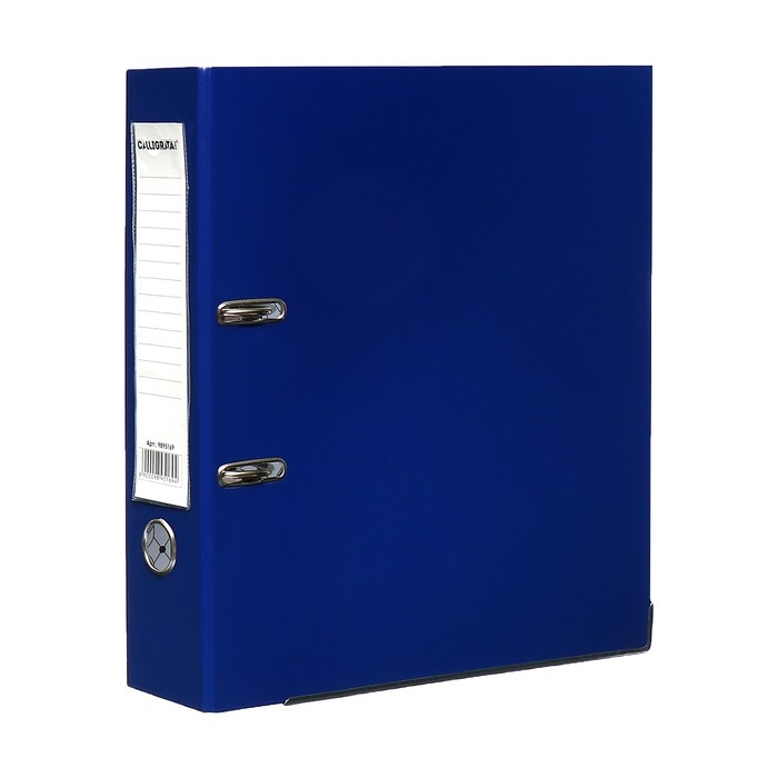 Папка-регистратор 75мм, А4, Calligrata Папка-регистратор 75мм, А4, Calligrata "Mega", бумвинил, с карманом на корешке, нижний металлический кант, синяя