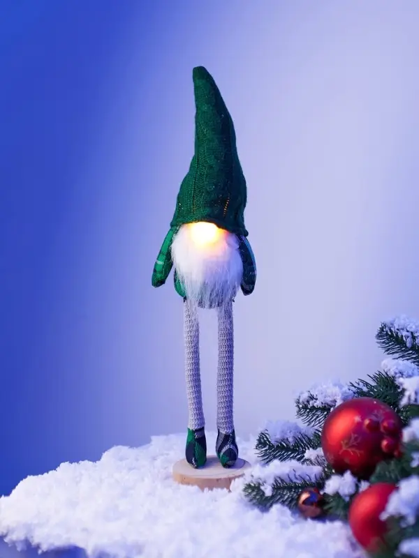 Фигура текстиль «Гном в зелёном» 42 см, 1 LED, от батареек AG13×3, свечение тёплое белое Фигура текстиль «Гном в зелёном» 42 см, 1 LED, от батареек AG13×3, свечение тёплое белое