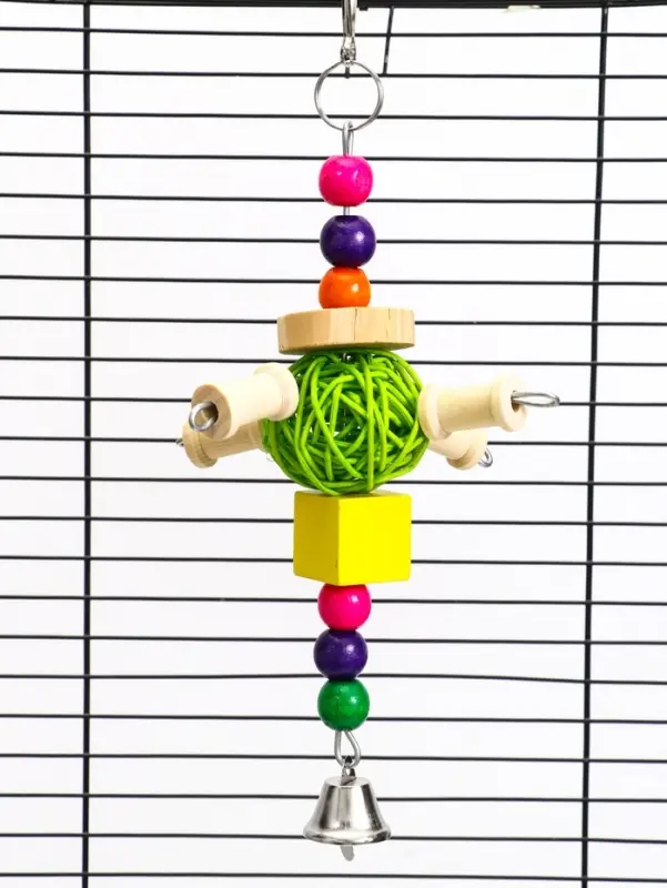 Игрушка для птиц "Деревяшка", 22 х 9 см, микс цветов