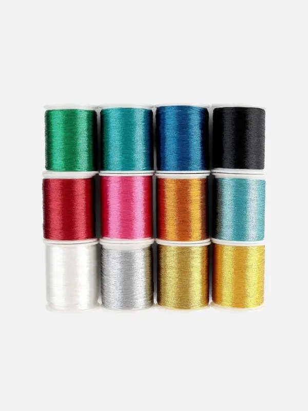 Нитки металлизированные, 91&plusmn;1 м, набор 12 шт., разноцветные