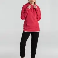 Толстовка с капюшоном унисекс Hoodie, красный меланж, размер XS