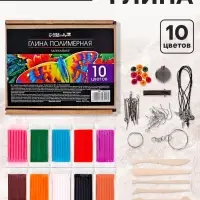 Набор глина полимерная запекаемая Calligrata, 10 цветов по 20 г, с аксессуарами, в гофрокоробе