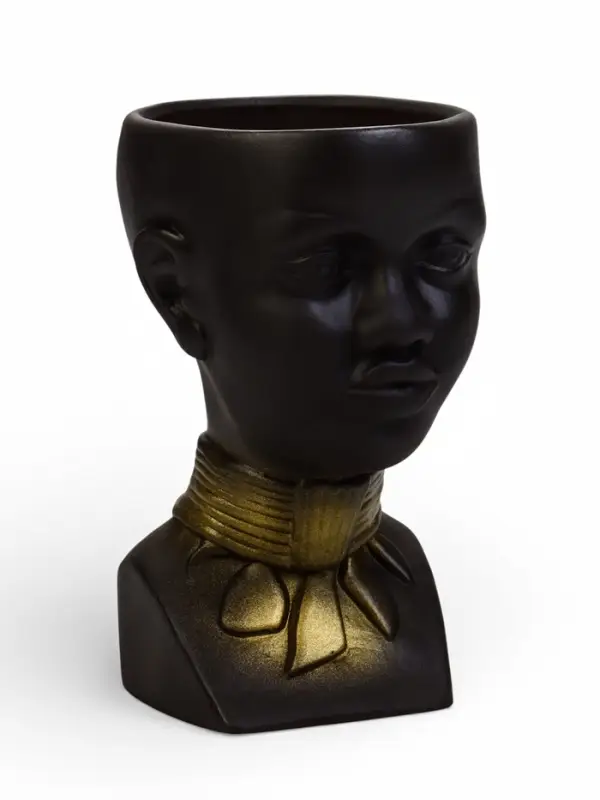 Декоративное кашпо для цветов &laquo;Негритянка&raquo;, 1.3 л, 14&times;20&times;12 см, керамическое, чёрное