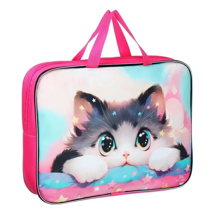 Папка для труда, А4, текстильная, 35&times;27&times;7 см &laquo;Котик корея&raquo;
