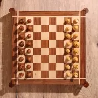 Игра настольная 3 в 1, шахматы, домино, кубики, доска 35&times;35 см, дерево шишам