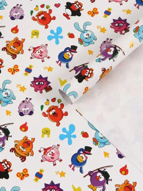 Бумага упаковочная глянцевая &laquo;Смешарики&raquo;, 70&times;100 см