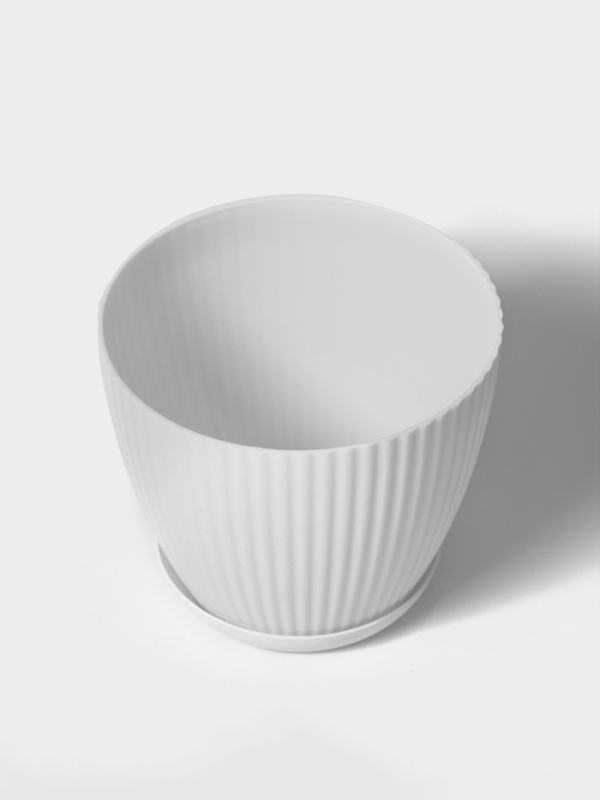 Горшок круглый  Горшок круглый "Ribbed" 15х15х13 см, цвет белый
