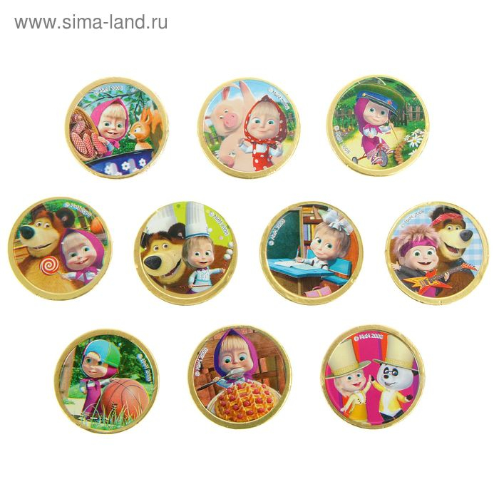 Шоколадные монеты «Маша и Медведь», 50 шт, 6 г Шоколадные монеты «Маша и Медведь», 50 шт, 6 г