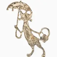 Брошь &laquo;Кошка&raquo; с зонтом, цветная в золоте