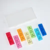 Таблетница - органайзер &laquo;Неделька&raquo;, съёмные ячейки, утро/день/вечер, 19.2&times;8.5&times;2.1 см, 7 контейнеров по 3 секции, разноцветная