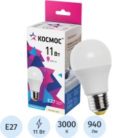 Лампа светодиодная Космос Экономик 11W E27 3000k тепл.бел. ст.колба