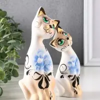 Набор фигурок керамика &laquo;Love Коты ушастые&raquo;, 2 шт., в цветочек, 13&times;6&times;17 см