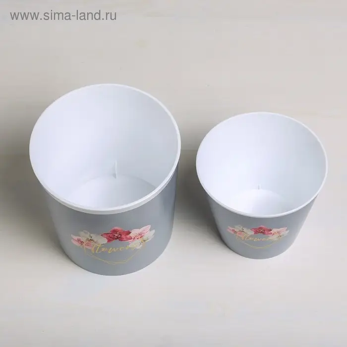 Набор кашпо для цветов 2 в 1 Flowers, тиснение, 0.8 и 1.6 л, 11×12 и 14×14 см