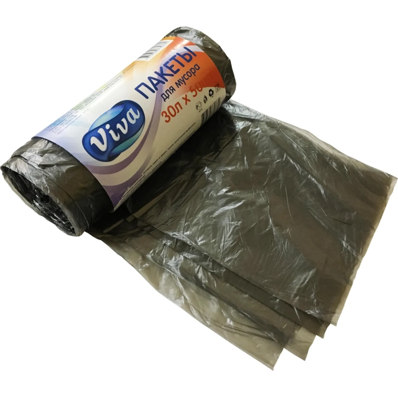 Мешки для мусора ПНД 30л 9 мкм 50шт/рул черные 47х57см