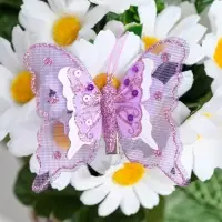 Бабочки для декора и флористики, на прищепке, пластиковые, фиолетовые, МИКС, 5 см и 8 см