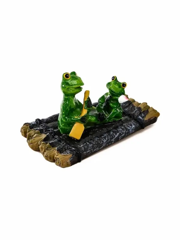 Садовая фигура из полистоуна &laquo;Лягушка на плоту&raquo;, 17&times;11&times;9.5 см, плавающая