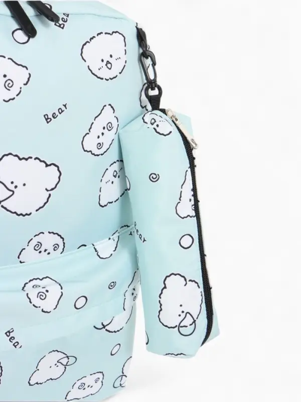 Рюкзак школьный &laquo;Мишки&raquo;, с пеналом, 3 кармана, 28&times;12&times;43 см, бирюзовый