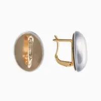 Серьги с жемчугом &laquo;Грейс&raquo;, вытянутый овал, серые в золоте