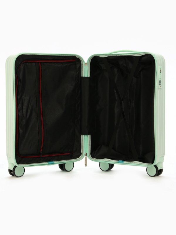 Чемодан 20 Чемодан 20", PС, 34*22*56, отд на молнии, код замок, 4 колеса, св. зеленый