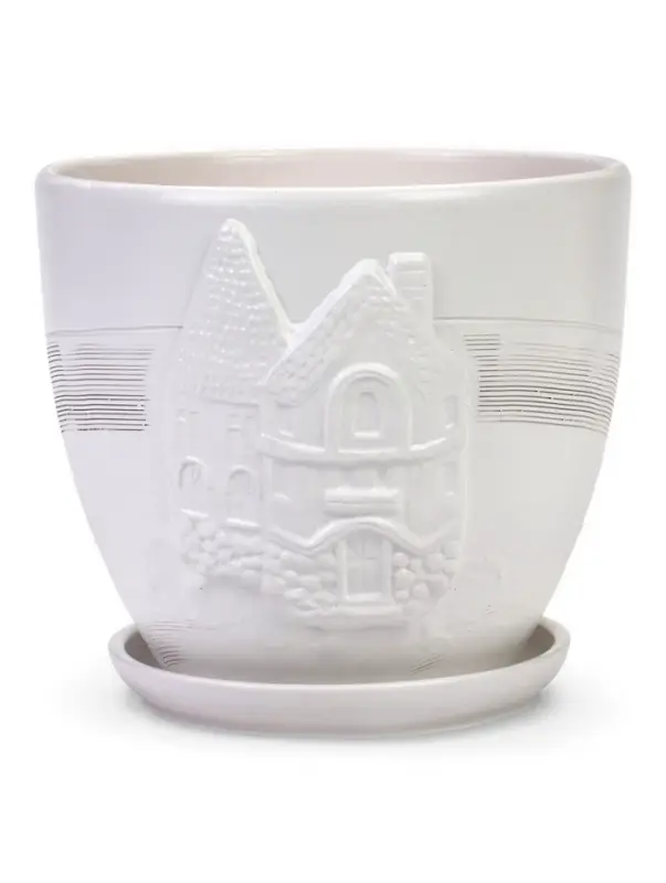 Горшок цветочный с поддоном 5 л, d122/h19,5 см белый керамика, Горшок цветочный с поддоном 5 л, d122/h19,5 см белый керамика, "Голландия" (М)