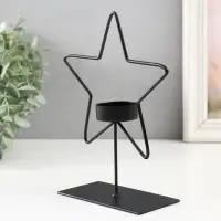Подсвечник на 1 свечу &laquo;Звезда&raquo;, металл, d=4 см, чёрный, 14.5&times;6&times;19.5 см