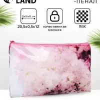Косметичка-пенал на молнии, с рисунком, розовая