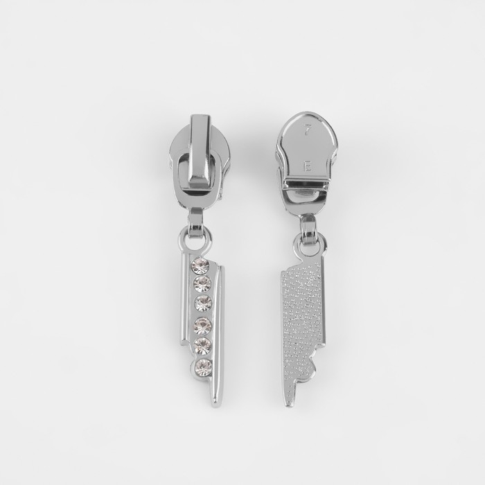 Бегунок автоматический для молнии «Спираль», №7, декоративный «Стразы», 10 шт, цвет никель Бегунок автоматический для молнии «Спираль», №7, декоративный «Стразы», 10 шт, цвет никель