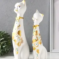 Набор фигур 2 шт. керамика &laquo;Love - коты&raquo;, со стразами, 26 см, белый