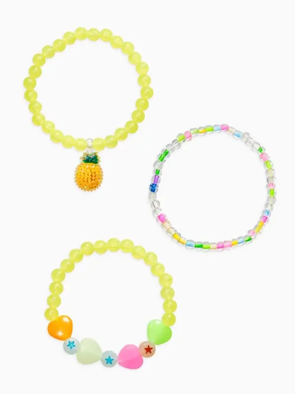 Браслет детский «Выбражулька», 3 шт. набор, ананас, бусины, цветной Браслет детский «Выбражулька», 3 шт. набор, ананас, бусины, цветной