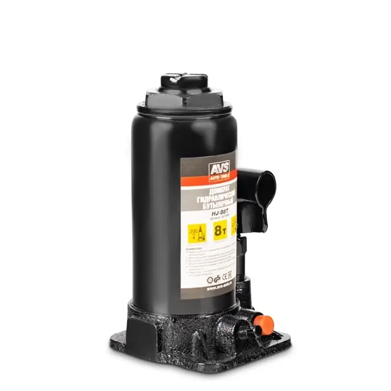 Домкрат гидравлический AVS HJ-B8T, 8т, 200-405мм. с клапаном (сумка, ремкомплект)