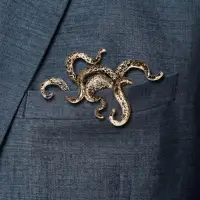 Брошь для кармана &laquo;Осьминог&raquo;, цвет чернёное золото