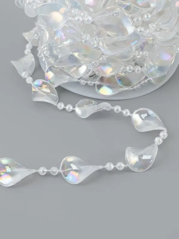 Бусы на нитях, с голографией, 16 мм, 9&plusmn;1 м, прозрачные