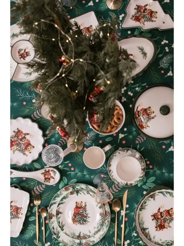 Тарелка новогодняя Доляна &laquo;Сказки зимнего леса&raquo;, d=25.5 см, фарфор, белая