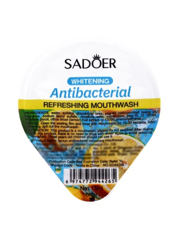 Ополаскиватель для полости рта антибактериальный SADOER, лимон, 10 шт. по 13 мл