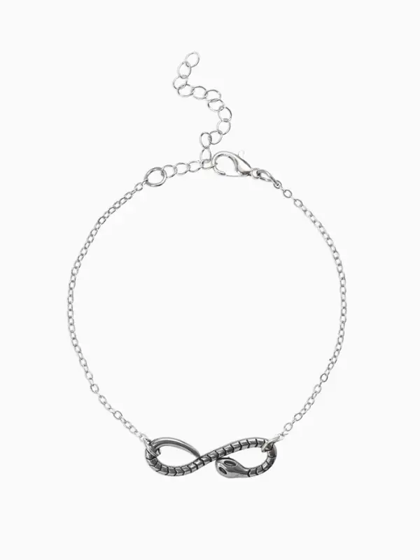 Браслет металл &laquo;Змея. Знак бесконечности&raquo;, L=18 см, цвет серебро