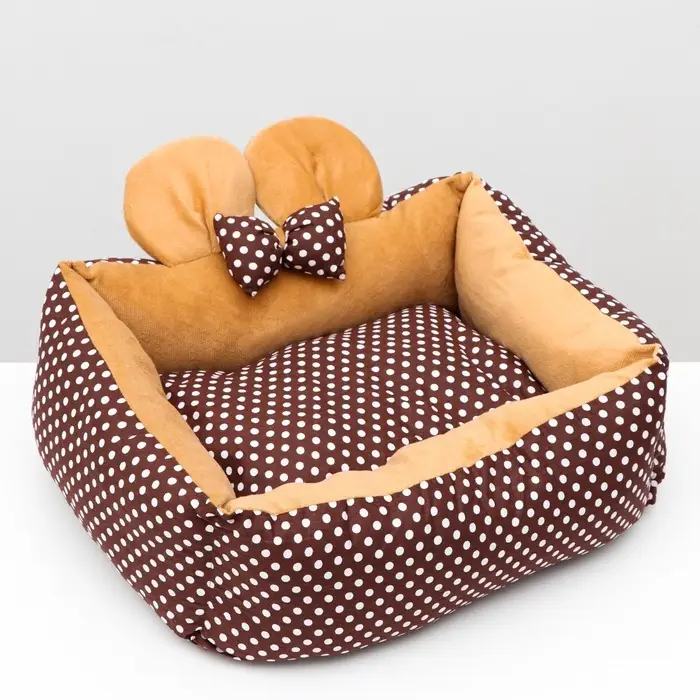 Лежанка &laquo;Милаш&raquo;, 52&times;42&times;15, бязь, плюш, бежево-коричневая