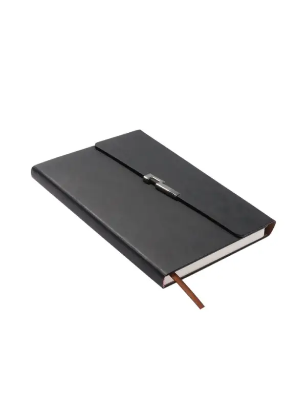 Ежедневник недатированный формат А5, с клапаном, 96л, линия, пвх, Черный Ежедневник недатированный формат А5, с клапаном, 96л, линия, пвх, Черный