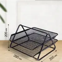 Лоток для бумаг горизонтальный, металлическая сетка, 2 отделения, чёрный