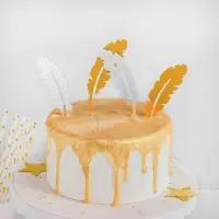 Набор топперов для торта «Перо», 4 шт, цвет золотой Набор топперов для торта «Перо», 4 шт, цвет золотой