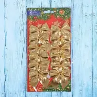 Ёлочные игрушки 12 шт. &laquo;Зимнее волшебство. Бантик&raquo; пластик, 5 см, золото