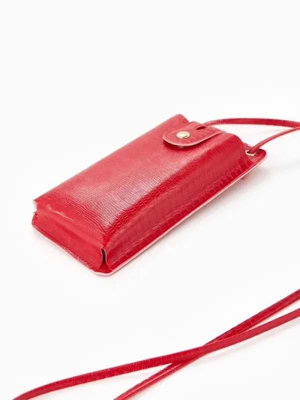 Сумка на магните, с длинным ремнём, однотонная, 10&times;2.5&times;20 см, красная