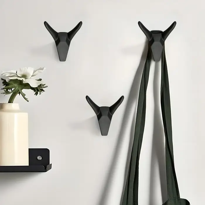 Крючок мебельный CAPPIO HORN, двухрожковый, цвет черный, 3 шт.