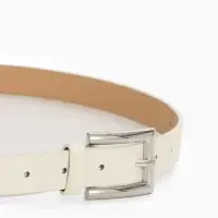 Ремень женский, 110&times;2.3 см, классическая пряжка металл, серебристая, белый