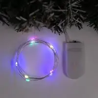 Гирлянда &laquo;Нить&raquo; 1 м роса, IP20, серебристая нить, 10 LED, батарейки CR2032&times;2 (в комплекте), свечение мульти
