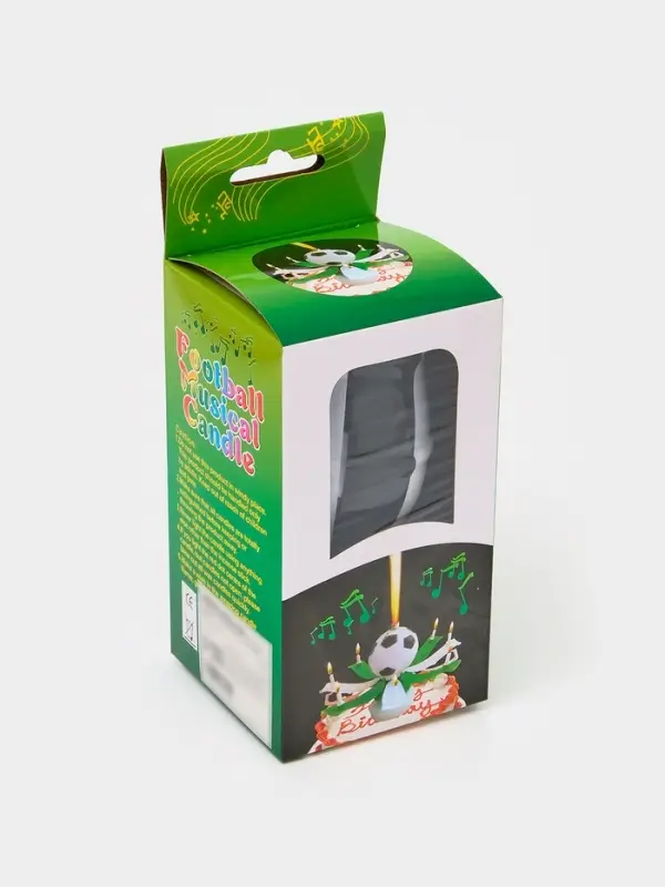 Свеча для торта музыкальная &laquo;Мяч&raquo;, бело-чёрная