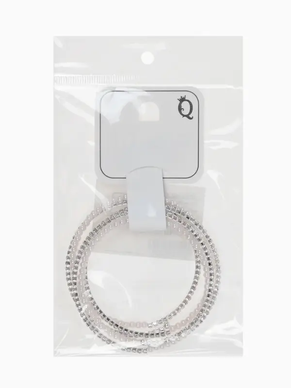 Браслет пружинка со стразами &laquo;Жемчуг&raquo;, d=5.5, белый в серебре