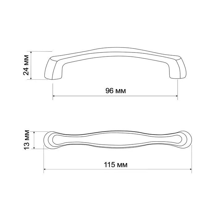 Ручка-скоба мебельная ТУНДРА РС194GP, м/о 96 мм, цвет золото