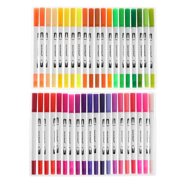 Набор профессиональных маркеров, 60 штук/60 цветов, двусторонний Набор профессиональных маркеров, 60 штук/60 цветов, двусторонний