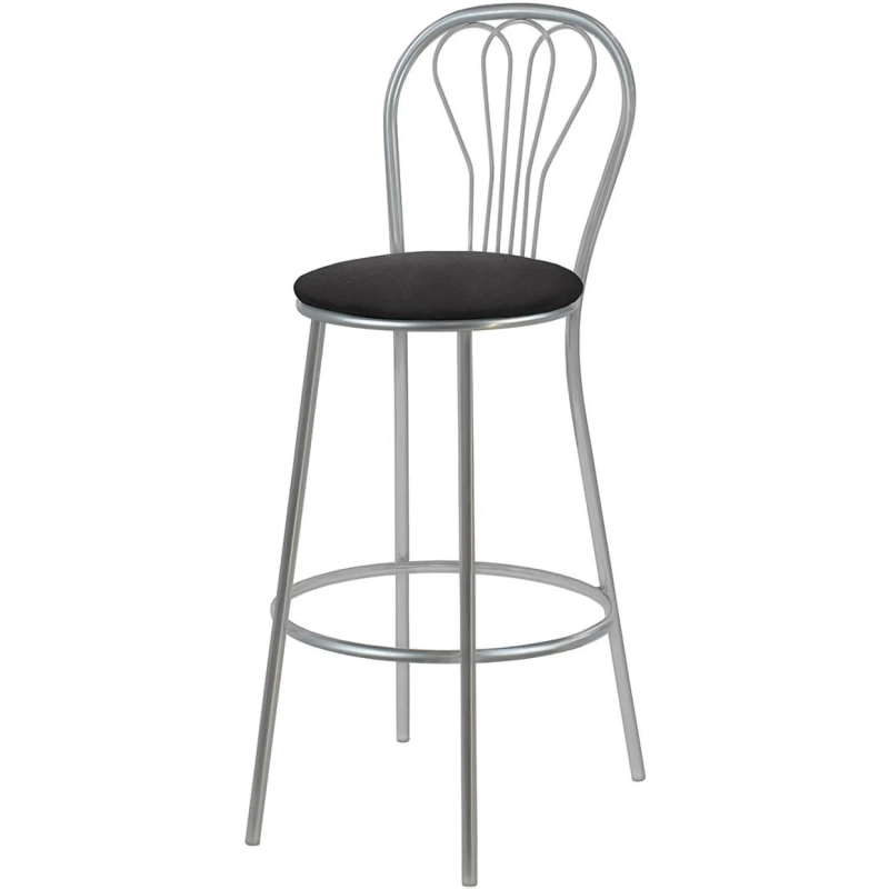 Стул барный 0MX_GL Ромашка эмаль серебро, к/з стандарт 24 черный